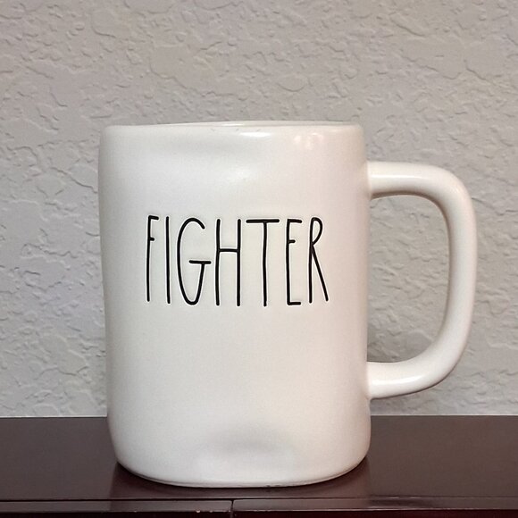 Rae Dunn "FIGHTER" 16oz Ceramic Coffee Mug - Picture 1 of 11